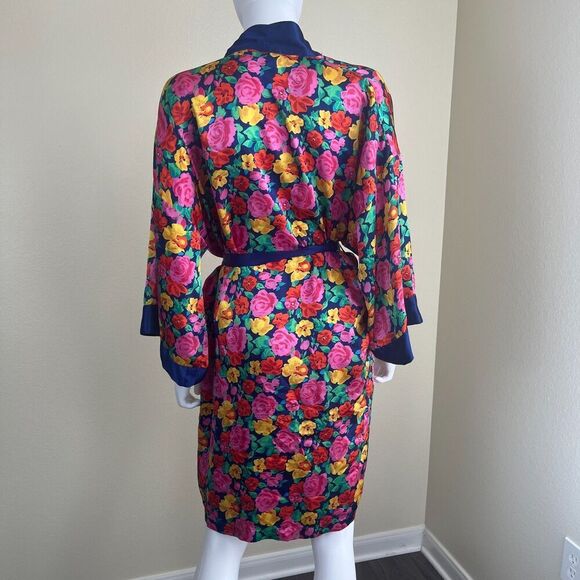 Vintage Victoria's Secret Gold Label Women Floral Satin Short Robe Sleepwear 90s - Picture 15 of 17